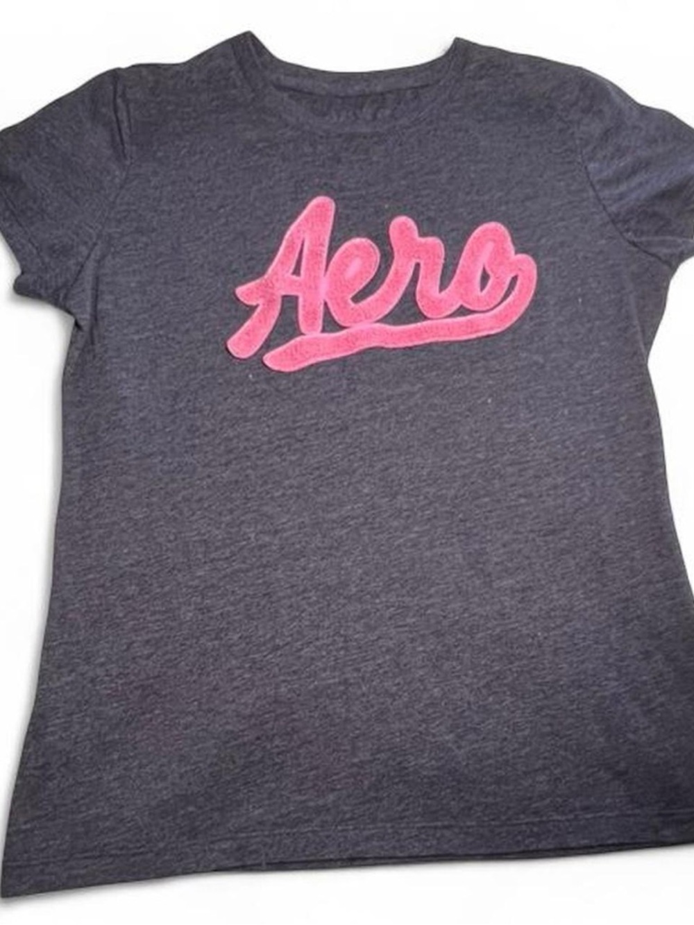 Aeropostale Heather Gray Tee with Pink Embroidered Logo